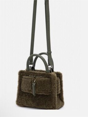 Brandon Blackwood Shearling Kendrick Trunk Bag Olive Green Crossbody Satchel NIB